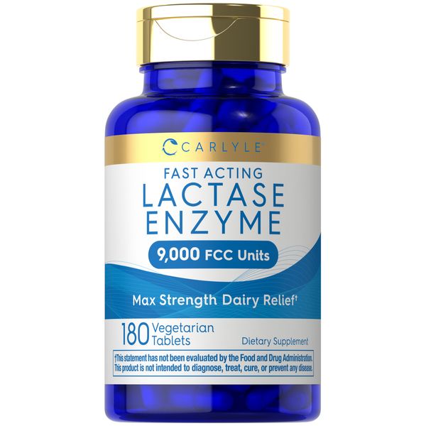 Lactase Enzyme Pills | 180 Tablets | Fast Acting Dairy Relief | by Carlyle