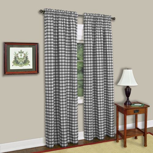 Buffalo Check Panel Window Curtain - 42 Inch Width, 84 Inch Length - Black & White Plaid - Light Filtering Farmhouse Country Drapes for Bedroom Living & Dining Room by Achim Home Decor