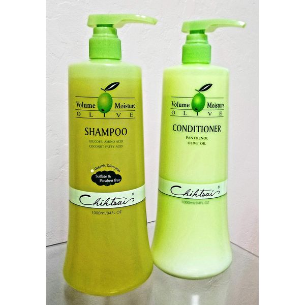 Chihtsai Volume Moisture Olive Shampoo & Conditioner Set Sulfate and Paraben free (34 Fl.oz)