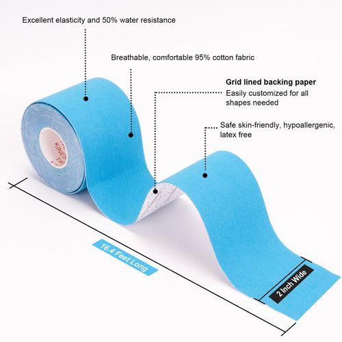 Gotaqery Kinesiology Tape (6 Rolls Pack), Waterproof Elastic Muscle Support Tape for Exercise, Sports & Injury Recovery, Breathable & Latex Free, 5cm x 5m Per Roll (Blue)