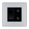 BG Polished Chrome Screwless 2 Gang Custom Switch 1x 2 Way Switch 1x Master Touch Dimmer Black Inserts