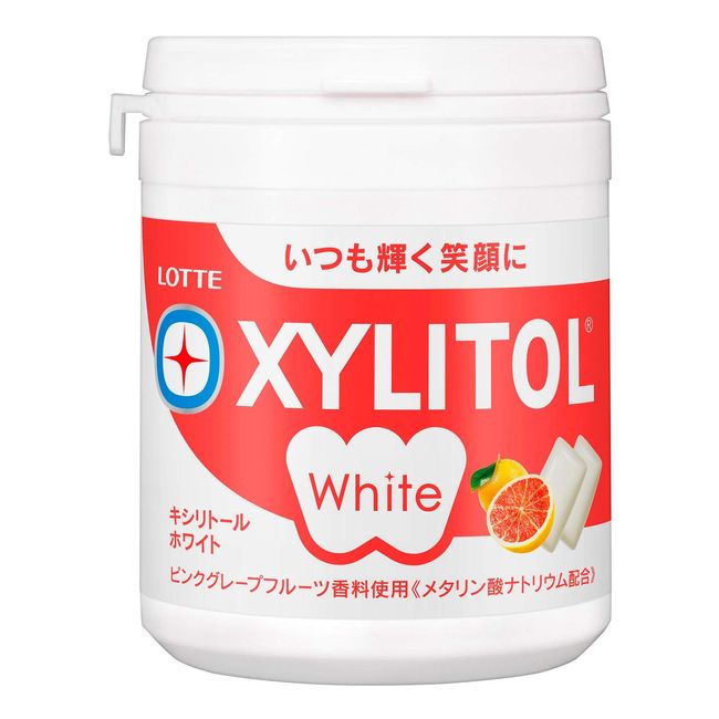 Lotte Xylitol White (Pink Grapefruit) Family Bottle, 5.0 oz (143 g) x 6 Packs