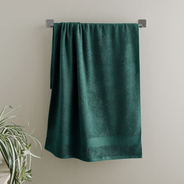 Catherine Lansfield Anti Bacterial Soft & Absorbent Cotton Hand Towel Forest Green , 50.00 x 85.00 cms