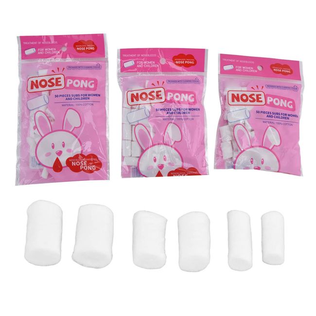 Tiiyee Cotton Nosebleed Plugs, 3 Bags Nose Cotton Pads Different Sizes Quickly Stop Bleeding Rolled Cotton Ball Nose Bleed Stopper Absorbent Blood Clotting Cotton Roll Pads