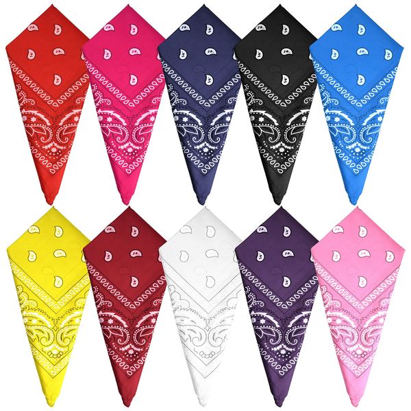 FEPITO 10 Stück Paisley Bandanas Verschiedene Cowboy Bandanas Unisex Neuheit Print Head Wrap Schal Armband für Erwachsene und Kinder (10 Farben)