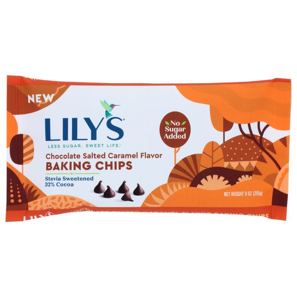 Lily's Chocolate Baking Chips Chocolate Salted Flavor, Caramel, 9 Oz