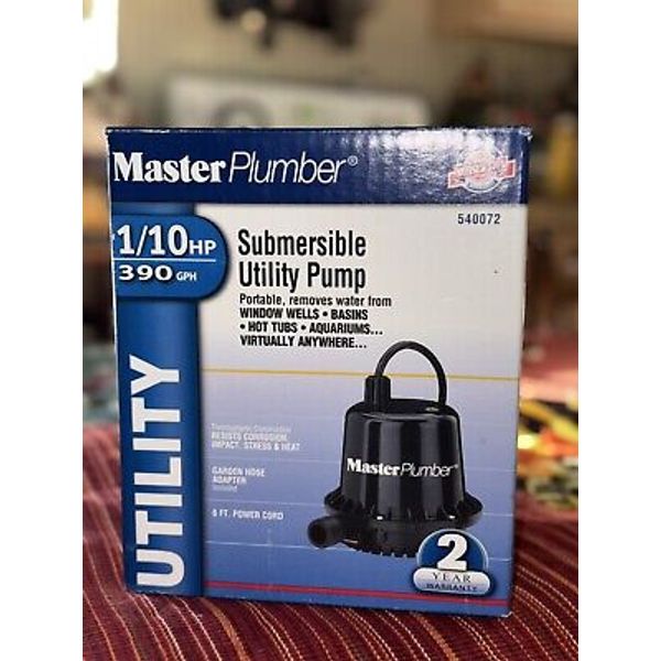 Master Plumber Submersible Sump Pump 1/10 Hp 390GPH