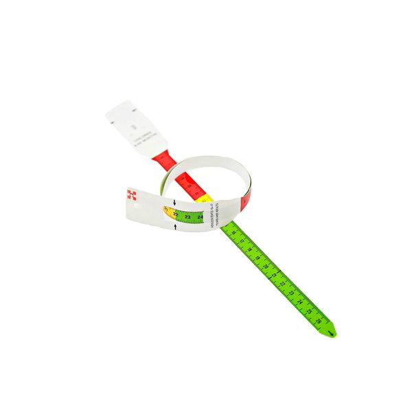 Mid-Upper Arm Circumference MUAC Tape Measure Adults 18+, Pregnant, Postpartum to Evaluate Severe Malnutrition, Color Coded with End Insert, Plastic