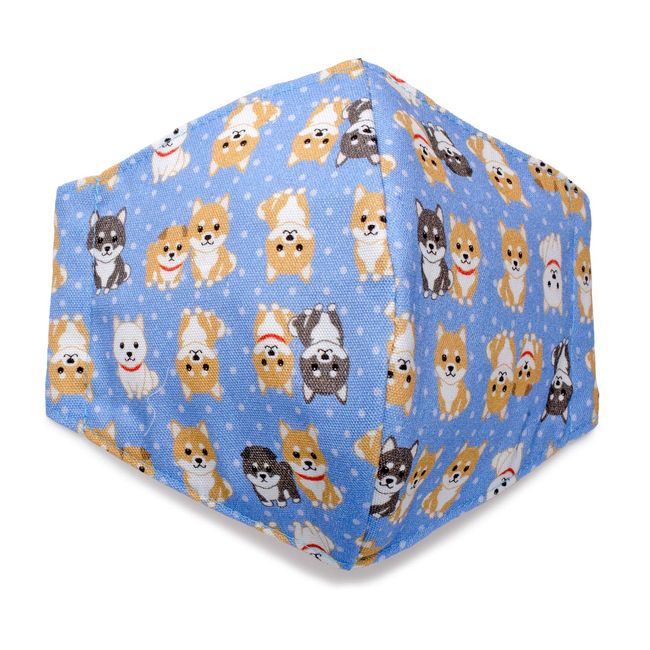 EM-1182 Pet Lovers for Adults Shiba Inu Blue Mask, Cloth Mask, Gauze, Washable, Made in Japan