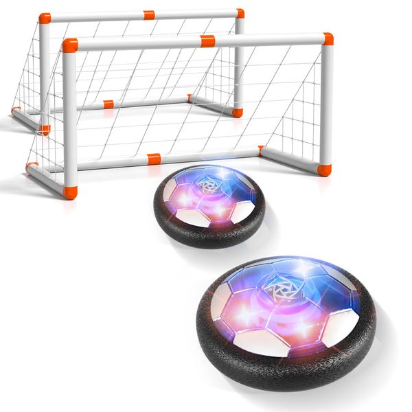 WATUDOU 2 Goals & 2 Ball Hover Soccer Ball Toys for Kids Boys, Indoor Outdoor Outside Soccer Ball Game Toys for Kids Boys Ages 3-5 4-8, Toys Birthday Gifts for 3 4 5 Year Old Boys, Ideas Outdoor Toys