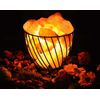 Himalayan Pink Salt Chunks with Iron Basket Lamp , Dimmer Switch, Home Decor
