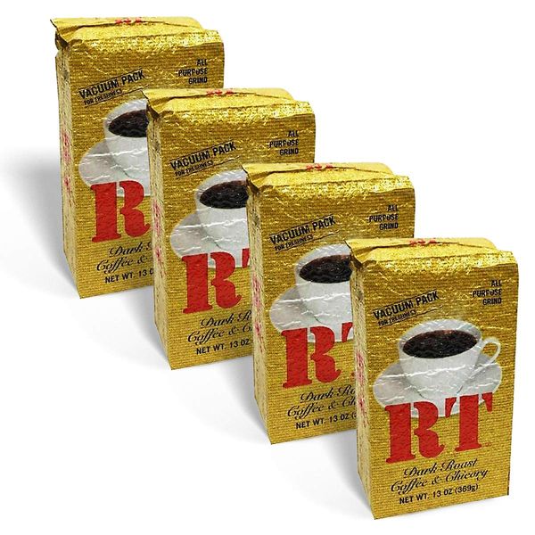 RT Dark Roast Ground Coffee & Chicory 13 oz. Brick (Pack of 4)