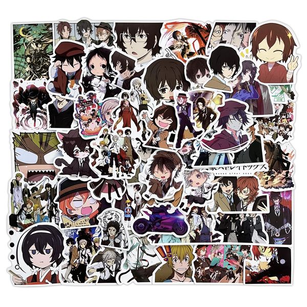 Bungo Stray Dogs 50 Stickers Set, Anime Character Stickers, Stylish, Waterproof, Cute, DIY Material, Guitar, Car, Bicycle, Water Bottle, Skating, Portable Notebook, Suitcase, Children, Students, Gift,