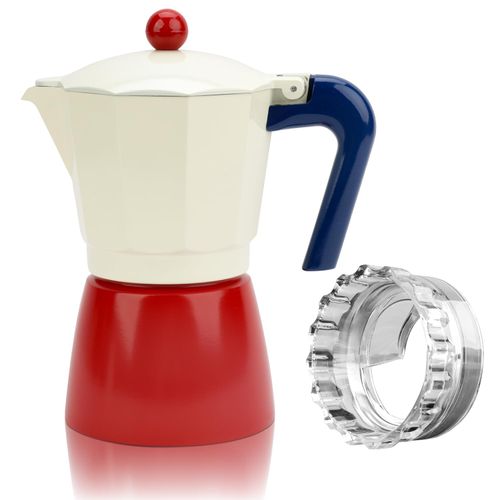 ShanSon Moka Pot Stovetop Espresso Maker 6 Cup 10 oz Italian Coffee Maker Manual Cuban Coffee Percolator Machine Italian Espresso Greca Coffee Maker for Cappuccino or Latte,Red/White