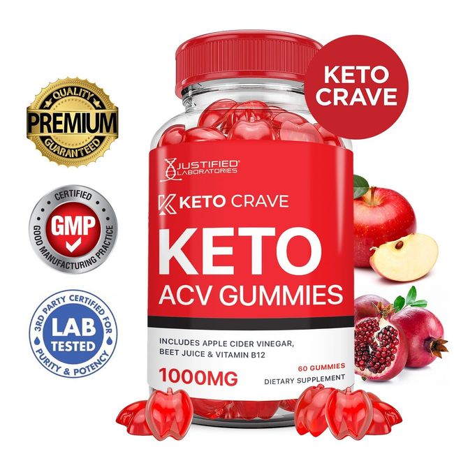 Keto Crave ACV Gummies 1000MG Apple Cider Vinegar 60 Gummys