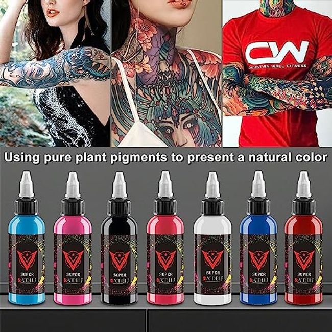 Professional Tattoo Ink Set 14 Colors 1/2 oz Bottles Water-Based Pigments  Kit