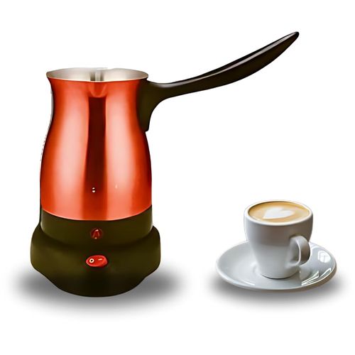 Electric Turkish Coffee Maker Warmer Kettle Pot Premium Quality Stainless Steel Cool Touch Handle Travel Size, Fast Boil & Keeps Water Boiling for Arabic & Greek Coffee, Tea, & Hot Drinks 0.3L