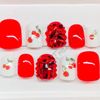 CHERRIES- SHORT SQUARE GEL PRESS ON NAILS GLUE ON NAILS
