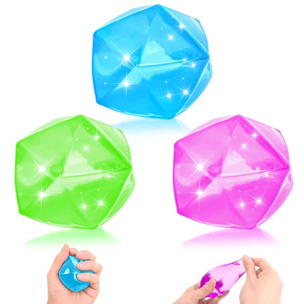 3 Pcs Stress Balls Sensory Fidget Toys Cube Masonry Slow Rising Stress Balls Polyhedron Diamond Balls for Mellow and Chill Hand Exercise Balls Relief Age 3 to Adult (（Green, Purple,Blue）, 3)