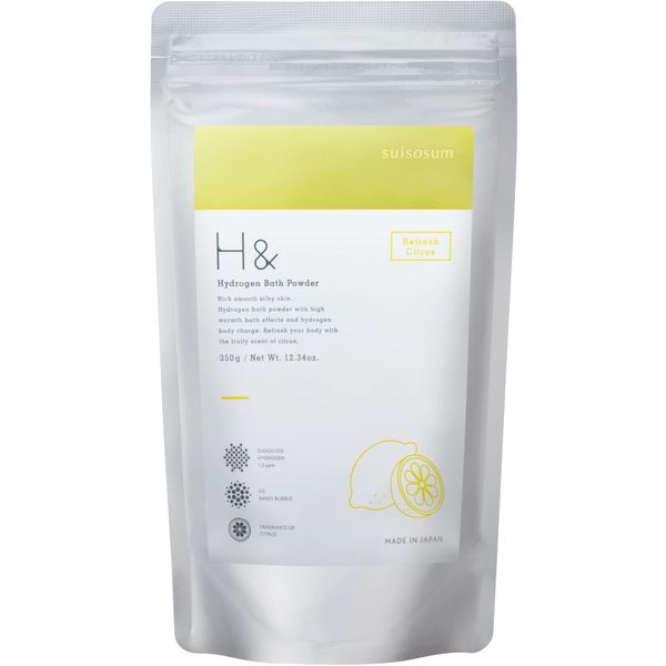 H& Ash & High Concentration Hydrogen Bath Salt, Carbonate, Refreshing Citrus Scent, 12.8 oz (350 g) (10 Servings), Made in Japan, Gift, Measuring Spoon Included