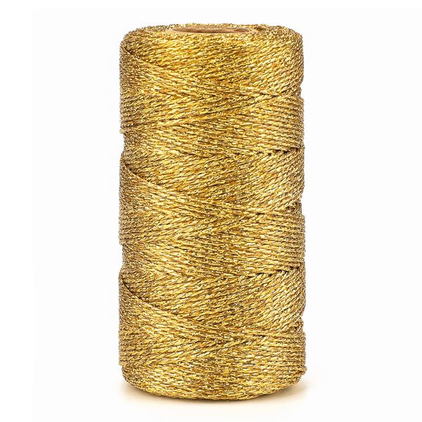 jijAcraft 100M Gold String, 1.5MM Gold Thread Twine, Metallic Thread Cord for Wedding Decoration DIY Crafts Gift Wrapping