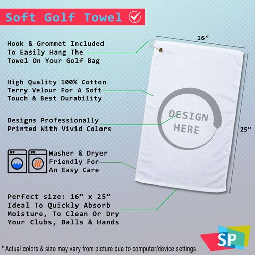 Style In Print Golf Towel USA Flag and Golf Ball Cotton Bag Accessories White