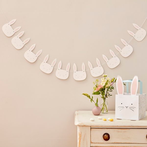 Ginger Ray Pink & White Easter Bunny Bunting - 2 meters