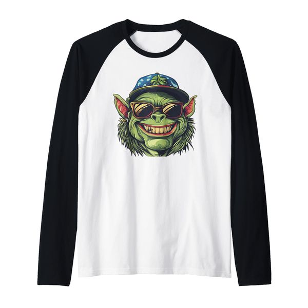 Funny Laughing Ogre with Sunglasses Costume Raglan, black, S
