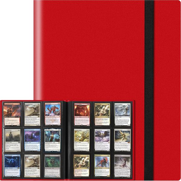 Trading Card Binder 9 Pocket, 360 Pockets Collectible Trading Card Album, Sports Card Binder for Standard Cards, Side Loading Card Folder for MTG Sports Baseball TCG Football Basketball Cards Red