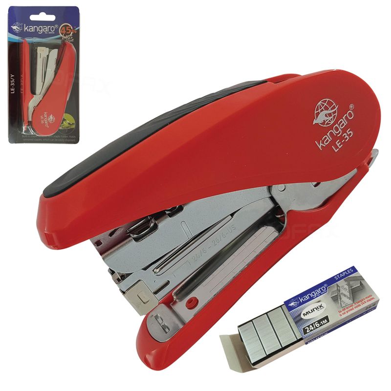 ZLE35Y Desk Stapler with Built-in Staple Remover, RED Body + 1000 ...
