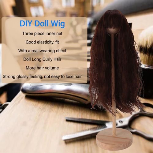 Doll Wig, Shiny 1/4 Beautiful Doll Hair Wig for Collection for 7-8 Inch Doll (Dark Brown)
