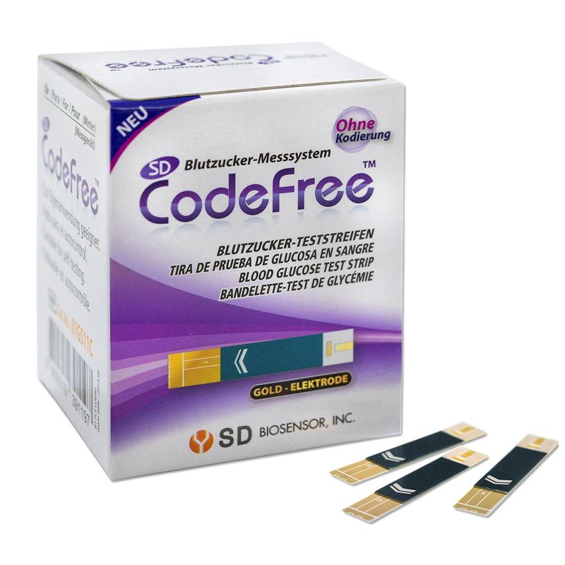 SD CodeFree Blood Glucose Test Strips Pack of 50 Diabetes Tests for ...