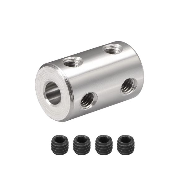 DMiotech 5-5mm Bore L22XD14 Rigid Coupling Shaft Coupling Joint Connector with Screws Stainless Steel Motor Shaft Extension Connector for 3D Printer