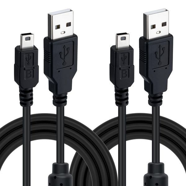 Mcbazel 2 Pack Controller Charging Cable for PS3, Mini USB Power Charge Cable Lead for Playstation 3 Controller -3 Meter, Black