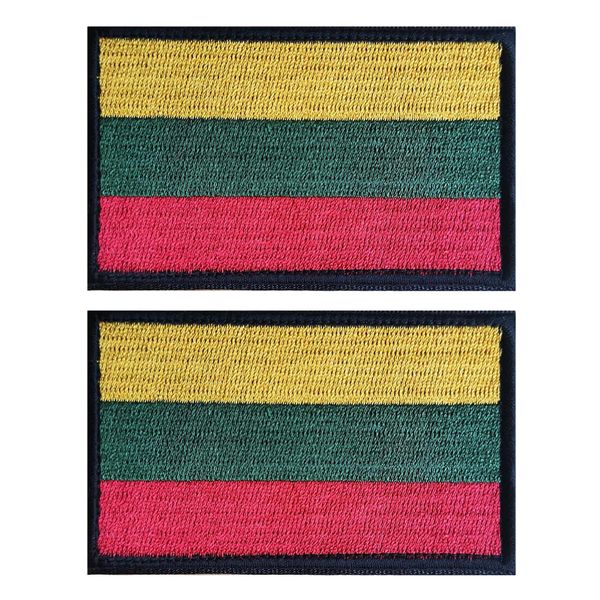 EmWoot 2PCS Lithuania Flag Patch Embroidered Morale Patch Military Tactical Patches Hook and Loop