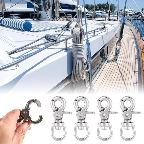 Marine Snap Hook, Stainless Steel Trigger Snaps Hooks Swivel Lobster Scissor Clasps Buckles Boating Eye Spring Diving Claw Clips Houseboat Pet Dog Leashes Purse Straps Belting Flag Pole Cages 5Pack