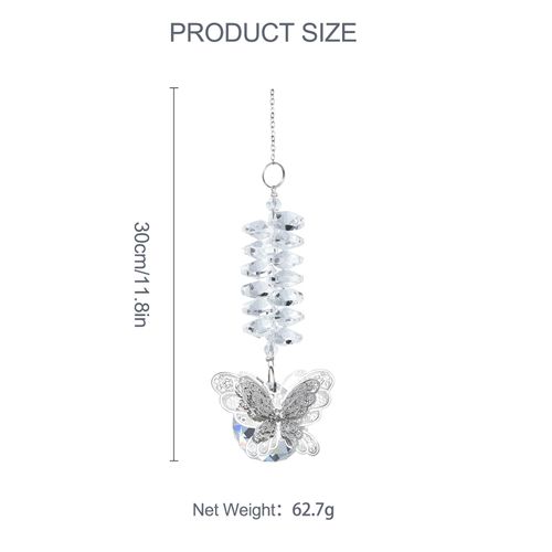 Sun Catchers, Hanging Ornament Crystals Butterfly Crystal Glass SunCatchers Rainbow Maker Pendant Decor for Window Bedroom Car Home Garden Office Party Wedding Decorations (Clear)