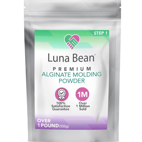 Casting Keepsakes Luna Bean Alginate Molding Powder Refill for Hand Casting Kit - Non-Toxic Alginate Material Over 1lb (500g) - for Anniversaries, Birthdays, Family Activities - Hand Mold Kit Couples