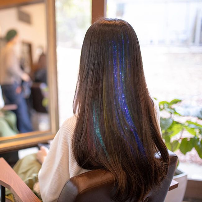 Silver Holographic Sparkle - Tape-in Tinsel Extensions
