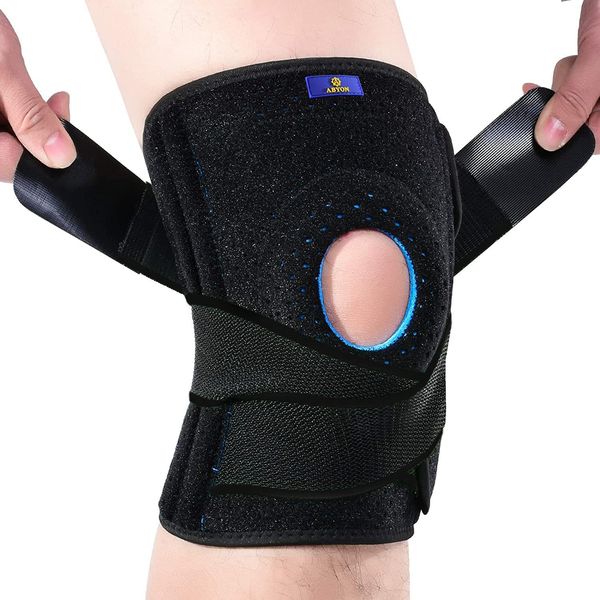 ABYON Adjustable Knee Brace for Knee Pain Relief, Meniscus Tear, Arthritis, LCL, MCL Support - Black Unisex