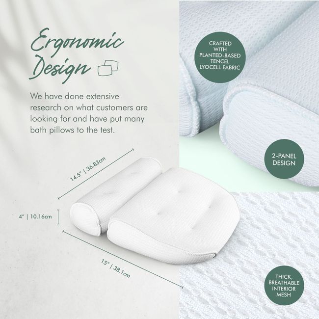 Bath Haven Ergonomic Bath Pillow for Head and Shoulders