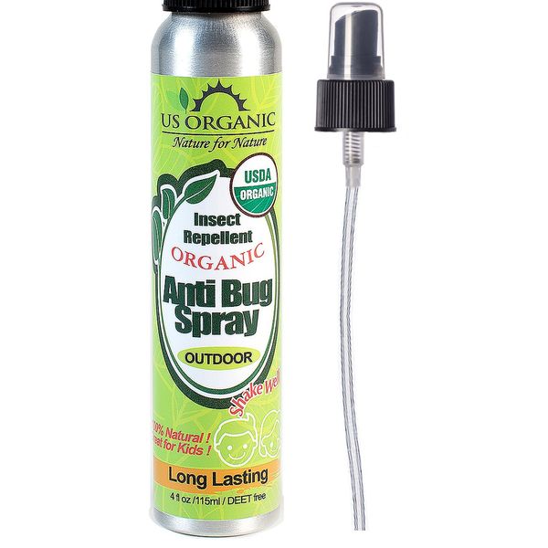 US Organic Organic Mosquito Repellent Anti Bug Outdoor Pump Sprays, 4 Ounces, Certified Organic, Proven Results by lab Testing, deet-Free