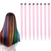 Kesaeki Extensions Neckline Wig Straight Long (Single Color 8 Piece Set) One Touch Hair Extension Free Combination 50cm Clip Attached Easy to Wear Light Pink