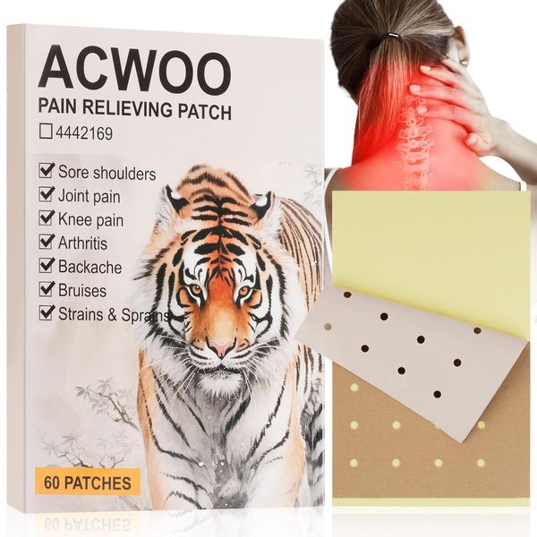 ACWOO Wärmepflaster Rücken, Nacken und Schulter, 60 Count Bodywärmer, Selbstklebend Schmerzp-fla-ster Wärmekissen - rein natürlich