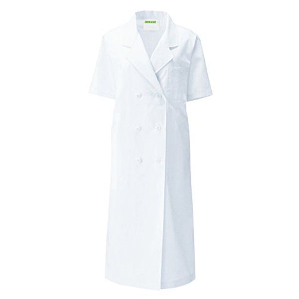 KAZEN 127-30 Women's Medical Uniform White Coat W-Type Short Sleeve White Coat