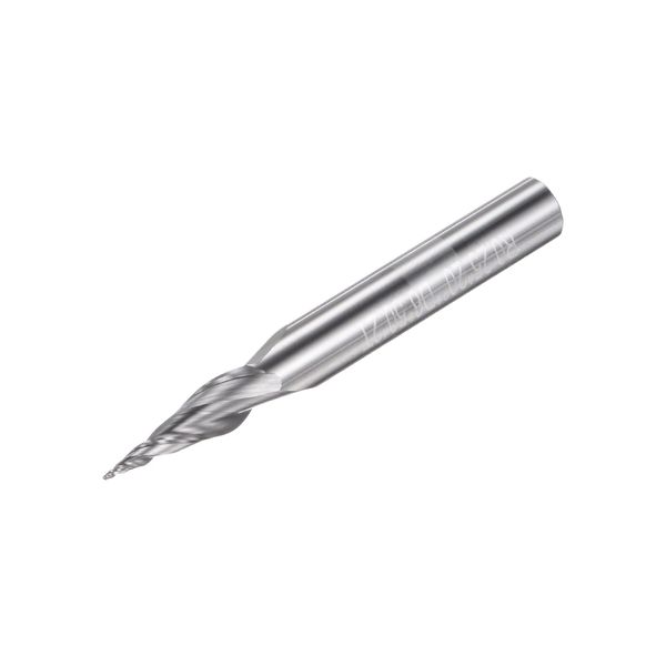 uxcell Tapered Ball Nose End Mill, Uncoated, Solid Carbide 2 Flutes, Spiral Milling Machine, 0.01 inch (0.25 mm) Radius, 0.02 inch (0.5 mm) Diameter, 0.2 inch (6 mm) Shank, 20 Degree Angle