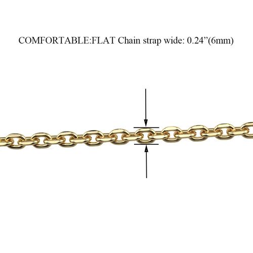 HAHIYO Mini Pochette Purse Chain Strap Thin Wide 6mm for LV Length 43.3 inches Thick 2mm Shiny Gold for Shoulder Cross Body Sling Handbag Wallet Clutch Comfortable Flat Metal Strap 1 Pack
