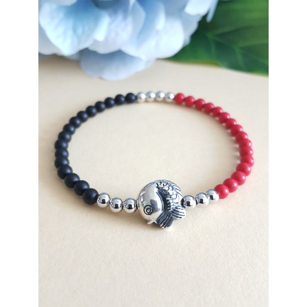 A powerful wish fulfillment, passing, promotion, success, and a symbol of success, Petit Carp (Silver 925 oil painting) Simple hard surface injection &amp; matte onyx wish bracelet