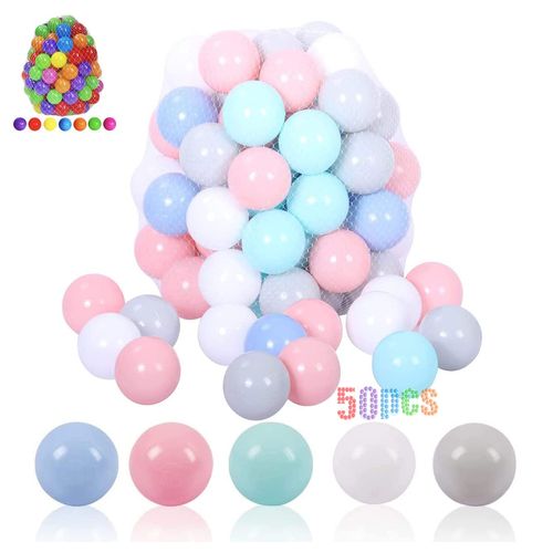 LANGXUN 50pcs Soft Plastic Balls - Toy Balls for Kids - Gift for Toddler Birthday Christmas, Ball Pit Play Tent, Water Toys, Kiddie Pool, Party Decoration