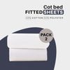 Indus Textiles 2 x Cot Bed Sheets Super Soft Microfiber Fitted Sheet-70 x 140cm,White